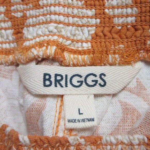BRIGGS Ladies Linen Blend Shorts Womens Size L Orange Cream Floral Flowers NWT - Picture 11 of 12